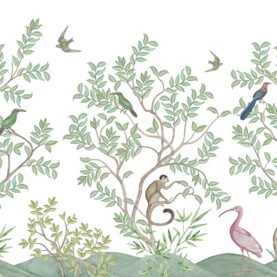 Monkeys Paradise, White pattern image