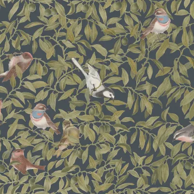 Backwood Birds,	Dark Blue pattern image