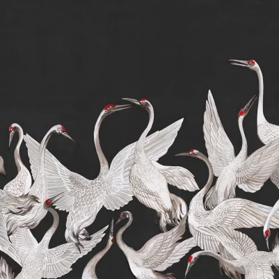 Soaring Cranes, Black pattern image