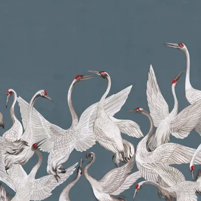 Soaring Cranes, Blue pattern image