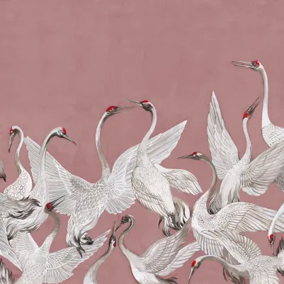 Soaring Cranes, Pink pattern image