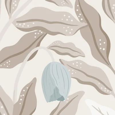 Cool Flora, Beige & Blue pattern image