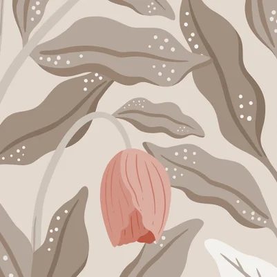 Cool Flora, Beige & Pink pattern image