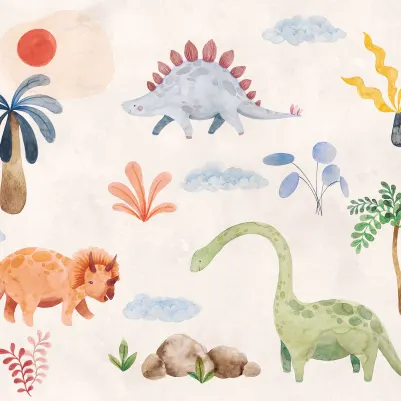Dinosaur Oasis, Beige pattern image