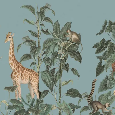 Wildlife Stroll, Blue pattern image
