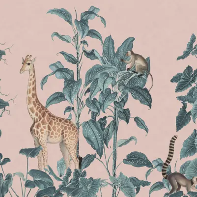 Wildlife Stroll, Pink pattern image