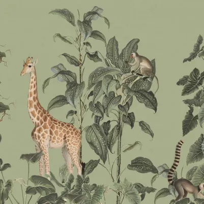 Wildlife Stroll, Green pattern image