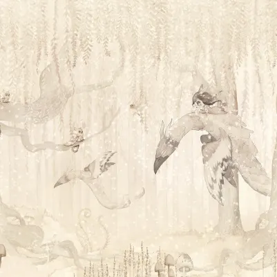 Dream Forest Girl, Off White pattern image