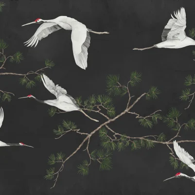 Majestic Cranes, Black pattern image