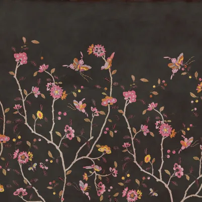 Whispering Petals, Black pattern image