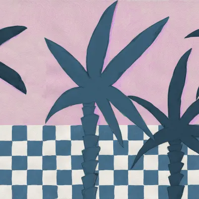 Palm Horizon, Blue & Pink pattern image