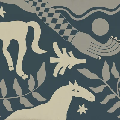 Emmas Horses, Blue pattern image