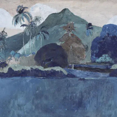 Tahitian Landscape, Blue pattern image