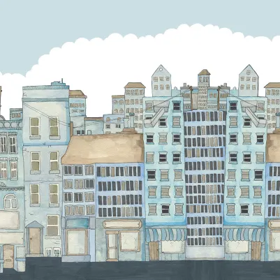 Funny Houses, Light Blue pattern image