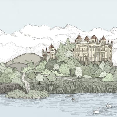 Castle By The Lake, Soft Green pattern image
