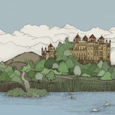 Castle By The Lake, Green pattern image
