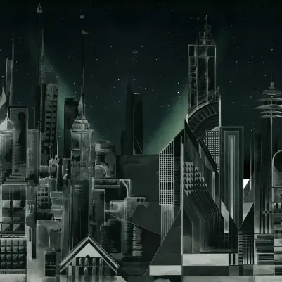 Sci-Fi Town, Green pattern image