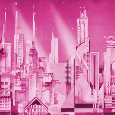 Sci-Fi Town, Pink pattern image