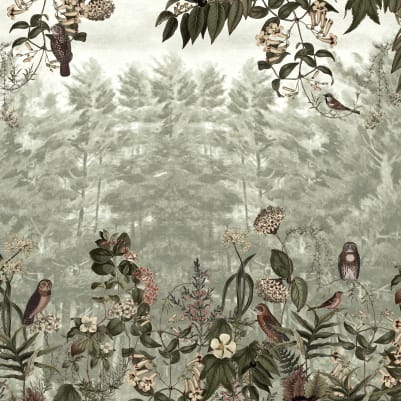Owl Forest, Green pattern image