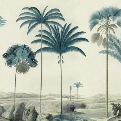 Vintage Palms, Blue pattern image