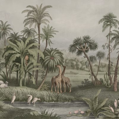Giraffe Savannah, Green pattern image