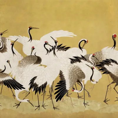 Dancing Cranes, Yellow pattern image