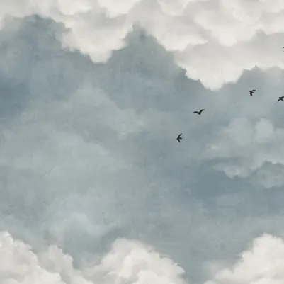 Sky of Clouds, Blue Birds pattern image