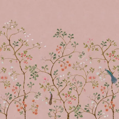 Songbird Mural, Pink pattern image