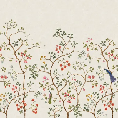 Songbird Mural, Beige pattern image