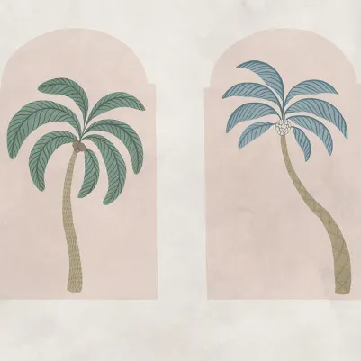 Palm Arches, Green & Pink pattern image