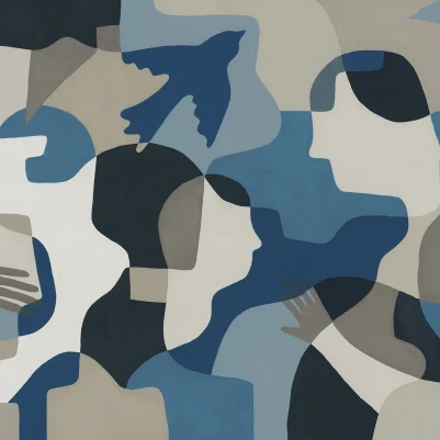 Silent Conversation, Blue pattern image