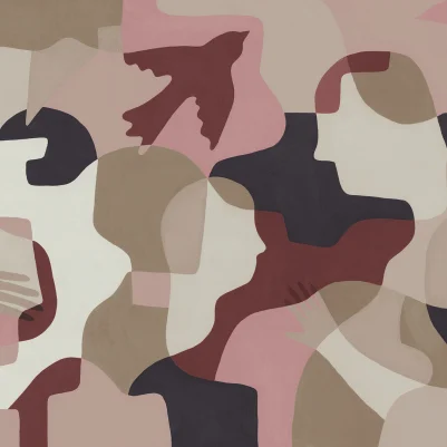 Silent Conversation, Pink & Red pattern image