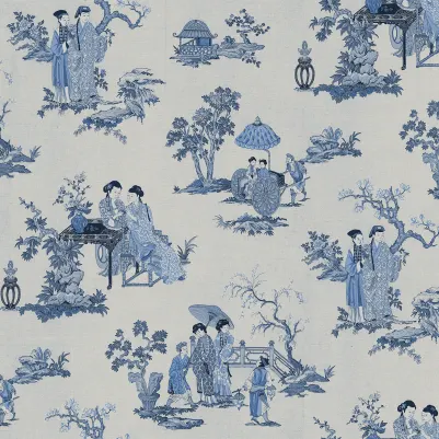 Toile Conversation, Blue pattern image