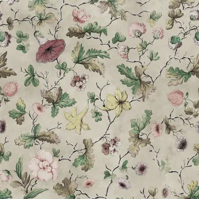 Verdant Bloom, Beige pattern image