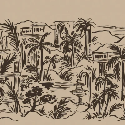 Palm Oasis, Black pattern image