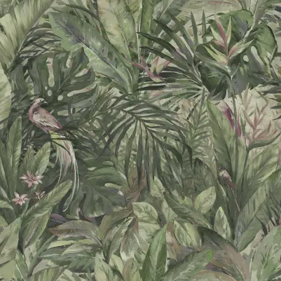 Birds in the Jungle, Green pattern image