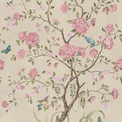 Chinoiserie Botanica, Pink pattern image