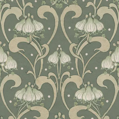 Art Nouveau Flower, Green pattern image