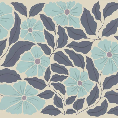 Bold Abstract Flower, Blue pattern image