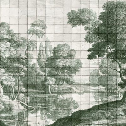 Porcelain Landscape, Green pattern image