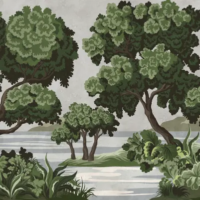 By the Lakeside, Dark Green pattern image