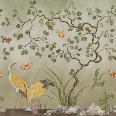 Where Cranes Dream, Green pattern image