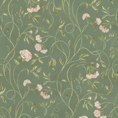 Peony Bloom, Green pattern image