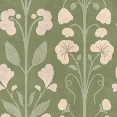 Folk Flower, Green pattern image