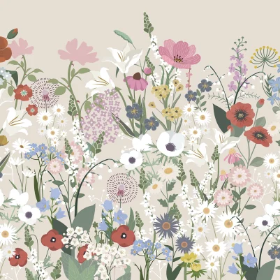 Playful Meadow, Beige pattern image