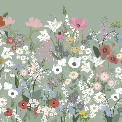 Playful Meadow, Green pattern image