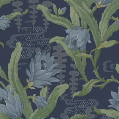 Flower in Pond, Blue pattern image