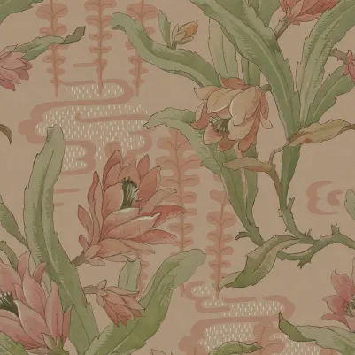 Flower in Pond, Beige pattern image