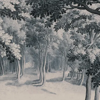 Forest Engraving, Blue pattern image