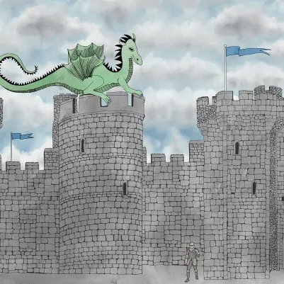 Dragon Castle, Blue pattern image